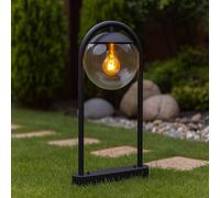 Lampadaire extérieur path light patio lamp lampadaire extérieur boule de verre, IP44 retro, métal noir fumé, 1x douille E27, HxLxÜ 50x20x32cm