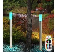 Außenstehlampe Borne Lumineuse Jardin Dimmable Télécommande RGB LED 2er Set