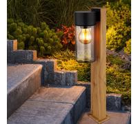 Außenstehlampe Borne Lumineuse Lampe de Jardin Inox Optique Bois Hauteur 50 CM
