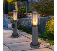 Außenstehlampe Borne Lumineuse Lampe de Jardin Prise Inox Anthracite Fumée 2x