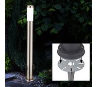 Lampe d'extérieur LED argent Piquet de terre Lampe d'allée en acier inoxydable Lampe de jardin 2x prise de courant d'extérieur, 7W 560lm blanc chaud, DxH 7,6 x 110 cm