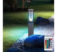 Lampe de chemin dimmable avec télécommande lampe d'extérieur Base LED lampadaire en acier inoxydable anthracite, fumée, changement de couleur RVB, 8,5W 806Lm blanc chaud, DxH 7,6x45cm