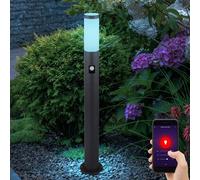 Lampe de jardin avec détecteur de mouvement anthracite Smart LED lampadaire de jardin en acier inoxydable éclairage de chemin de jardin, changement de couleur RVB dimmable, app, 1x 10W, H 80 cm
