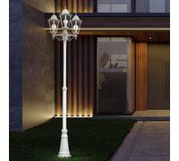 Außenstehlampe Lanterne Candélabre 3 à Feux Aluminium Jardin Blanc LED H 220 CM