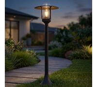 Außenstehlampe Lanterne Jardin Aluminium Borne Lumineuse Noir Glas Clair Hauteur