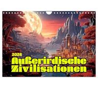 Außerirdische Zivilisationen (Wandkalender 2026 DIN A4 quer), CALVENDO Monatskalender: Fantastische Siedlungen auf Exoplaneten