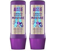 Aussie 3 Minute Miracle Moisture Soin Intensif Végan Pour Cheveux Secs Et Abîmés À l’Huile De Noix De Macadamia Australienne, 225 ml (Lot de 2)