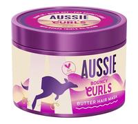 Aussie Bouncy Curls Butter Masque capillaire 500 ml pour démêler, nourrir et entretenir en profondeur les vagues et les cheveux bouclés, au jojoba, à la noix de coco et aux huiles de noix de macadamia