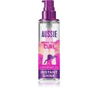 Aussie Work That Curl Huile Légère Brillance Anti-Frisottis 95ml | Élimine les résidus de coiffure. Brillance instantanée et protection 48h contre les frisottis pour ondulations et boucles.