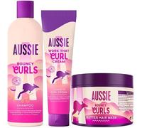 Aussie Pack spécial : Bouncy Curls : shampooing hydratant pour cheveux secs bouclés et ondulés + masque capillaire avec ou sans rinçage + crème définissante boucles