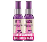 Aussie Reconstructor Huile Capillaire Réparation Intense, Végan, Huile Bio, Huile De Noix De Macadamia, Huile d’Avocat Et Huile De Graines De Jojoba, 2x100ml