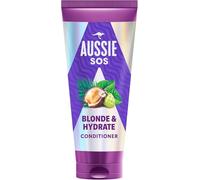 Aussie SOS Blonde & Hydrate Après-shampoing 200 ml pour cheveux décolorés avec mèches et cheveux gris, démêle et lisse et hydrate les cheveux blonds et gris sujets à la sécheresse