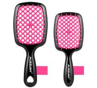 Aussumy Lot de 2 brosses à cheveux démêlantes ventilées - Grande et mini brosse à cheveux démêlante ronde avec poils doux pour ne pas s'emmêler sans effort - Idéal pour les cheveux humides, secs ou
