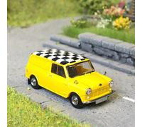 Austin Mini Countryman Van, jaune avec drapeau de course, 1960 - Brekina 15364 -