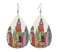 Austin Texas Boucles d'oreilles de vacances pour femme, boucles d'oreilles pendantes festives, bijoux élégants pour célébrations, One Size, Cuir