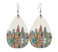 Austin Texas Boucles d'oreilles en cuir pour femme en forme de goutte d'eau Légères à porter au quotidien Fête Date, taille unique, Cuir