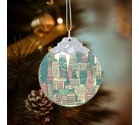 Austin Texas Décorations de Noël rondes en verre à suspendre pour sapin de Noël pour fête, mariage, cheminée extérieure