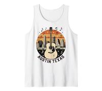 Austin Texas Guitare Skyline Retro Music Art Débardeur