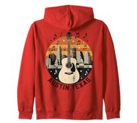 Austin Texas Guitare Skyline Retro Music Art Sweat à Capuche