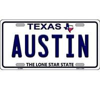 Austin Texas Plaque d'immatriculation en métal 15,2 x 30,5 cm