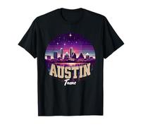 Austin Texas Skyline TX City Souvenir années 80 rétro T-Shirt