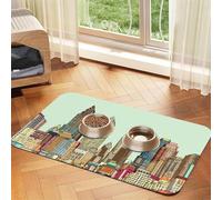 Austin Texas Tapis d'alimentation absorbant en cuir PU pour chien et chat - Protège les sols - Dos en caoutchouc antidérapant - Facile à nettoyer - 40 x 60 cm