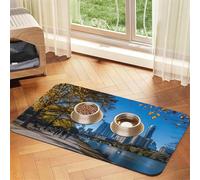Austin Texas Tapis d'alimentation en cuir PU pour chiens et chats Tapis absorbant antidérapant en caoutchouc