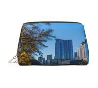 Austin Texas Trousse de toilette de voyage en cuir de qualité supérieure avec pochette portable étanche ouverte plate, doré, Taille unique