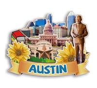 Austin Texas USA Aimant de réfrigérateur 3D en bois Souvenir de ville Voyage Réfrigérateur Autocollants Maison Cuisine Tableau blanc Décor