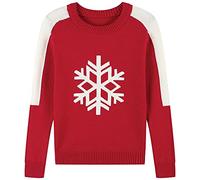 AUSTINCIAGA Pull-Over Sweater Tricot Rouge Garçons Fille Enfant Coton Col Rond Manches Longues Christmas Noël Fête Nouvel an Motif Flocons de Neige 10 Ans