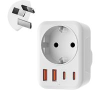 Australia 5 in 1 Adapter Australia Travel Adapter with 1 AC & 2 USB-C & 2 USB-A (3.4A),China New Zealand EU Plug Adapter,Argentina Fiji Adapter,Travel Plug-Type I