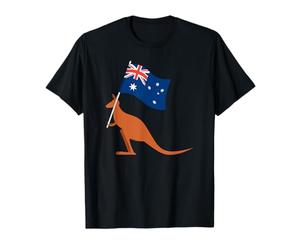 Australian Kangaroo with Australia Flag - Aussie Souvenir T-Shirt