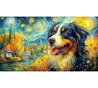 Australian-Shepherd-Dog-Art-Illustration Puzzle pour Adultes 1000 pièces Papier recyclé Jeu Familial Amusant & Stimulant Jeu éducatif détente Beau Puzzle de décoration 70x50/1000 pièces