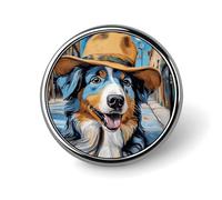 Australian Shepherd Dog Hat Funny Round Lapel Pins Metal Button Brooch Badge Tie Hats Clothes Decoration for Men Women
