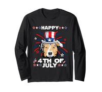 Australian Shepherd Dog Patriotic American 4th of July Manche Longue