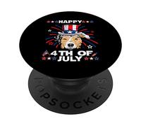 Australian Shepherd Dog Patriotic American 4th of July PopSockets PopGrip Adhésif