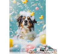 Australian Shepherd Dog Puzzle 1000 Pièces Cadeau Unique Jeu Éducatif Challenge Toy À De Qualité Supérieure Peinture Art pour Adultes Et Enfants À Partir De 14 Ans 1000pcs (38x26cm)