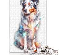 Australian Shepherd Dog Puzzle 1000 Pièces Educa Jouet en Bois Divertissement Créatif Décoration Intérieure Jeu Éducatif Challenge Toy pour Adultes Et Enfants À Partir De 12 Ans 1000pcs (38x26cm)