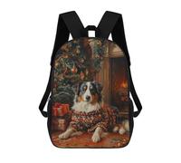 Australian Shepherd Holiday Art Dog in Sweater by Christmas Tree Sacs À Dos Pour Enfants, Cartables Imprimés En 3D, Sacs À Dos Pour Élèves Du Primaire Et Du Collège (garçons Et Filles) 17inch
