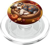 Australian Shepherd Puppy for Fall Autumn Vibes Aussie Dog PopSockets PopGrip pour MagSafe