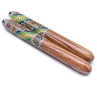 Australian Treasures Clapsticks Dreamtime, Claves aborigènes peintes à la main, instrument de percussion en bois, 25 x 3 cm, pour musique spirituelle et accompagnement Didgeridoo