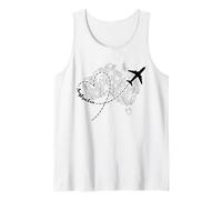 Australie Floral Continent Heart Avion Travel Adventurer Débardeur