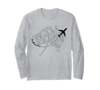 Australie Floral Continent Heart Avion Travel Adventurer Manche Longue
