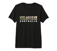 Australie Melbourne City Skyline Inside Bold Letters Aussie T-Shirt Haut de Gamme