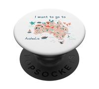 Australie Vacances Je Veux Aller en Australie Aussie Fun PopSockets PopGrip Adhésif