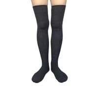 AUSUAYA Chaussettes chaudes en coton épais au-dessus du genou pour femmes, chaussettes hautes en tricot de fil pour l'hiver CL-W1, gris foncé, S