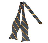 AUSUAYA DE-M-S-B8 - Nœud papillon classique à nouer soi-même - Pour homme, costume, chemise et smoking, Noir avec rayures orange, taille unique