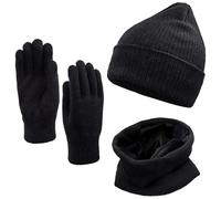 AUSUAYA Écharpe chaude pour l'hiver, Épais et épais Laine Infinity Écharpes Cache-cou pour femmes ou hommes DE-W-J1, Z1 - Noir - Bonnet, Gants, Écharpe, taille unique