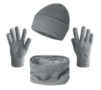 AUSUAYA Écharpe chaude pour l'hiver, Épais et épais Laine Infinity Écharpes Cache-cou pour femmes ou hommes DE-W-J1, Z1 - Gris - Bonnet, Gants, Écharpe, taille unique
