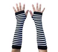 AUSUAYA Femmes Rayé Long Mitaines Chaudes, Manchettes Hiver Pour Punk Rock/Cosplay/Goth Party WM-S-G5, Rayures noires et blanches., taille unique